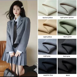 Twill Pattern Anti-wrinkle Suit Fabric High Quality Per Meter for JK-uniform Coats Skirts Sewing Micro Elastic Cloth White Plain