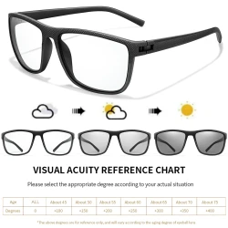 Ultra-Lightweight Rectangular Photochromic Reading Glasses Presbyopic Spectacles for Middle-Aged Elderly Daily Wear Surf