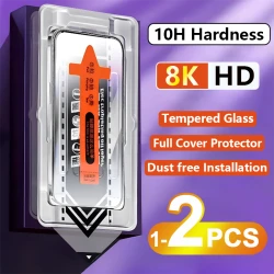 1-2PCS One-click Dust Free Installation Film Screen Protector For Apple iPhone 15 14 13 12 11 Pro Max Plus Full Cover Not Glass