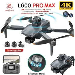 2025 New L600 PRO MAX GPS Drone 5KM 4K Professional HD Dual Camera 3-Axis Gimbal 360 Obstacle Avoidance Brushless Quadcopter Toy