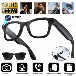 2IN1 AI Smart Glasses 800W Pixel Camera Bluetooth Call Voice Assistant Stereo Music Translate anti-blue light lenses Sunglasses