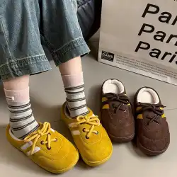 Lovely Bowtie Solid color Winter Women Home Slippers For Indoor Bedroom House Soft Bottom Warm comfortable Fluffy shoes