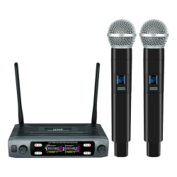 Professional Wireless Microphone Dual Channel UHF Fixed Channel Stage Performance Live Speech
