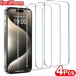 4Pcs Tempered Glass For iPhone 16 15 14 13 12 11 Pro Max Screen Protector For iPhone 7 8 Plus X XS Max XR Protective Glass Film