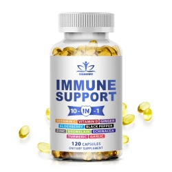120 Organic Immune Supplements Containing Elderberry, Vitamin C And Zinc 50mg, Vitamin D,Curcumin And Ginger, Echinacea