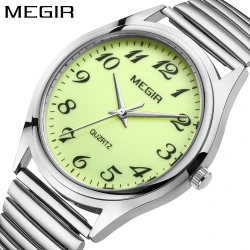 MEGIR Luxury Couple Watch for Men Women High Quality Quartz Watches Stainless Steel Waterproof Wristwatches Valentine's Day Gift