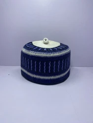 Blue Rawaram – Hausa/Fulani Cap, Kufi, Handwoven Cap, Zawa