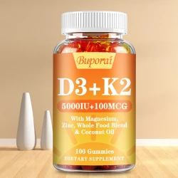 Vitamin D3 K2 Gummies - Strengthen Bones, Support Heart and Joint Health, Improve Immunity, Mood and Energy Levels