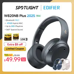 Edifier W820NB Plus(2025 Ver.) ANC Wireless Headphone Bluetooth 6.1 Over-ear Headset -49dB Noise Canelling Earphone Hi-Res Audio