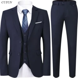 High Quality Men Suit Blazers For Wedding 3 Pieces 2 Sets Elegant Luxury Jackets Vest Pants 2024 Formal Coats Classic Costume