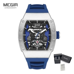 MEGIR 8604 Luxury Men's Automatic Mechanical Watch Waterproof Hollow Out Silicone Strap Sports Wristwatch Clock Reloj Hombre