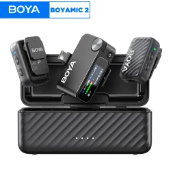 BOYA BOYAMIC 2 Professional Wireless Lavalier Lapel Microphone for iPhone USB-C Android Camera PC for Youtube Live Streaming