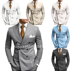 Gentleman Men's Suits Elegant Peak Lapel 2 Pieces Full Man Terno Wedding Business Regular Tuxedo Suits for Men Blazer and Pants