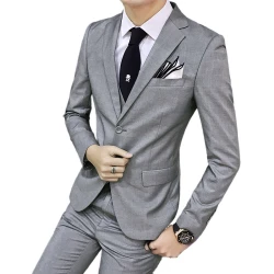 Suit (Blazer+vest+pants) Men's Fashion Business Korean Version of Solid Color Slim-fit Wedding Professional Gentleman Dress 6XL