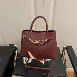 Burgundy Quilted Tote Bag with Gold Hardware