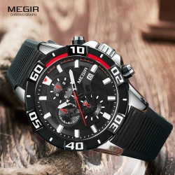 MEGIR Fashion Quartz Watch Men Luxury Military Sport Wristwatch Chronograph Waterproof Relogio Masculino Top Brand Clock 2121