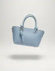 Light Blue Designer Tote Bag with Knotted Handles