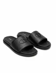 Dior Black Leather Slide Sandals