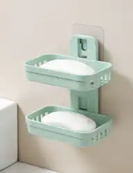 Double Tier Wall-Mounted Soap Holder with Drainage