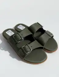 Men's Olive Green Double-Buckle Slide Sandals