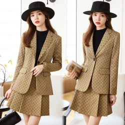 Spring and Autumn New Plaid Suit Set for Women Casual Fashion Suit Elegant Professional Blazer Shorts Two-Piece Formal Wear