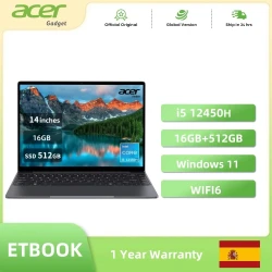 Acer Gadget e10 ETBook Gaming Laptop Intel Laptop Core i5-12450H 16GB RAM 512GB SSD Computer 14" 2K IPS WiFi6 Windows 11 laptops