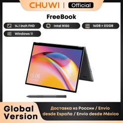 CHUWI FreeBook Laptop Intel N150 Quad Core 16GB LPDDR5 512G SSD Tablet PC 13.5 Inch FHD Touch Screen Windows 11 WIFI6 Desktop