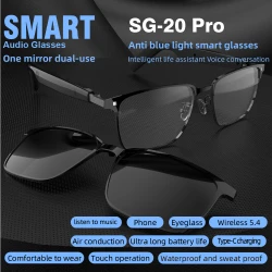 New SG-20 Pro Smart Glasses Wireless Call Music Playback Full Frame Sunglasses With Blue Light UV Protection Waterproof Glasses