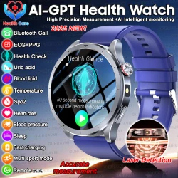 2025 New AI Health Care Accurate detection ECG+PPG SmartWatch Blood Pressure lipids Uric Acid Analysis ChatGPT Health Smartwatch