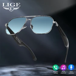 LIGE Fashion Gradient AI Smart Glasses Translator Make Answer Call Voice Assistant Listen Song Sunglasses AI Translation Glasses