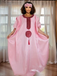 Floral Embroidered Dress Plus Size African Party Dresses for Women Loose Oversize Sundress Robe