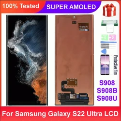 Super AMOLED For Samsung Galaxy S22 Ultra LCD S908 S908B Screen Display Touch Screen Digitizer With defects screen 100% testing
