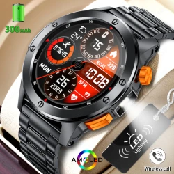 LIGE Fashion Smart Watch Men Voice Assistant Bluetooth Call Heart Rate Monitoring IP68 Waterproof LED Flashlight Men SmartWatch